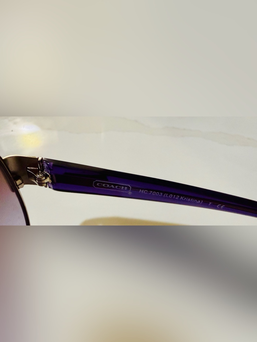 COACH Aviator ‘Kristina L012’ Purple/Silver Signature Sunglasses - Picture 5 of 5